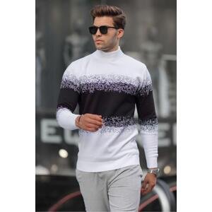 Madmext White Turtleneck Patterned Sweater 6845