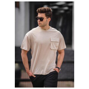 Madmext Men's Beige Pocket Detailed T-Shirt 5225