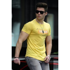 Madmext Men's Printed Yellow T-Shirt 4478