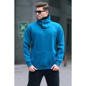 Madmext Petrol Blue Collar Detailed Men's Sweatshirt 4411