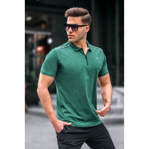 Madmext Men's Dark Green Basic Zippered Polo T-Shirt 6076