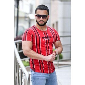 Madmext Printed Line Detail Red T-Shirt