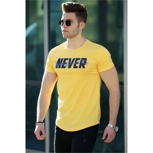 Madmext Men's Yellow Printed T-Shirt 4477