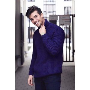 Madmext Navy Blue Turtleneck Sweater 4368