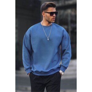 Madmext Indigo Crew Neck Oversize Basic Men's Sweatshirt 6048