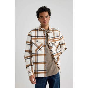 DEFACTO Relax Fit Cotton Plaid Long Sleeve Shirt