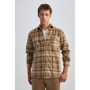 DEFACTO Regular Fit fleece Plaid Long Sleeve Shirt