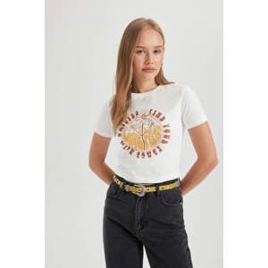 DEFACTO Slim Fit Printed Ribana Short Sleeve T-Shirt