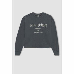 DEFACTO Crop Crew Neck Sweatshirt