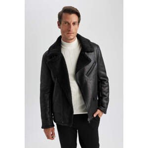 DEFACTO Slim Fit Plush Lining Faux Leather Jacket