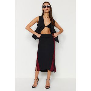 Trendyol Black Color Block Midi Knitted Skirt