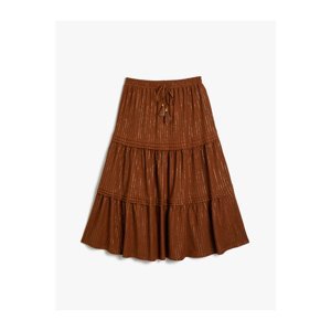 Koton Ethnic Look Skirt Layered with Elastic Waist and Tassels