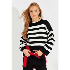 Cool & Sexy Women's Black and White Striped Sweater