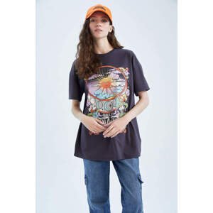 DEFACTO Oversize Fit Crew Neck Printed Short Sleeve T-Shirt