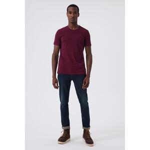 Lee Cooper Twingos 6 Men's Pique O Neck T-Shirt Burgundy