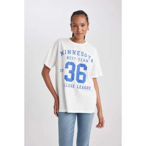 DEFACTO Oversize Fit Crew Neck Printed Short Sleeve T-Shirt