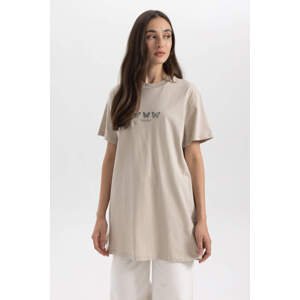 DEFACTO Regular Fit Crew Neck Printed Short Sleeve Tunic