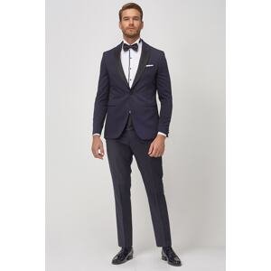 ALTINYILDIZ CLASSICS Men's Navy Blue-Black Slim Fit Patterned Tuxedo Groom Suit