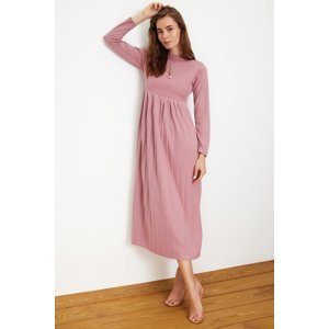 Trendyol Pale Pink Skirt Pleated Scuba Knitted Dress
