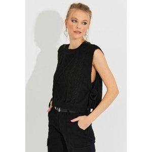 Cool & Sexy Women's Black Tied Side Sweater YV210