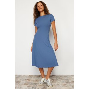 Trendyol Blue Flat Skirt Flounce Midi Flexible