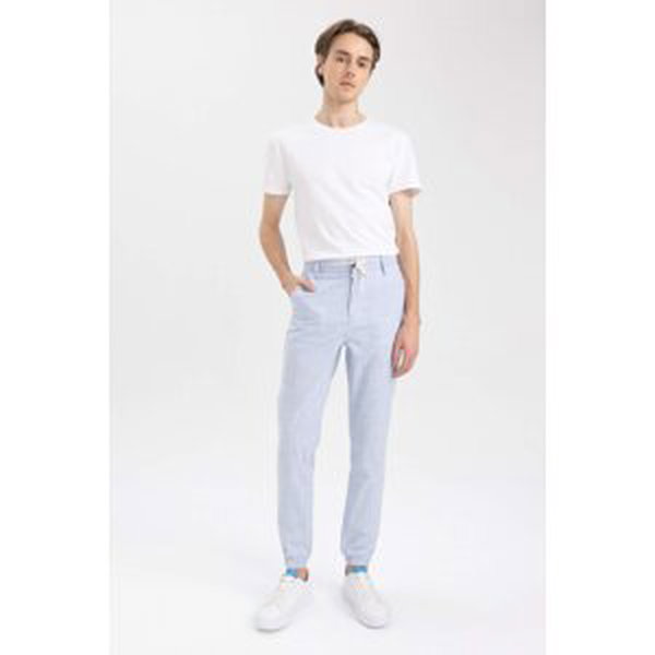 DEFACTO Linen Look Summer Jogger Trousers with Waist Lace