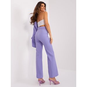 Purple fabric trousers with pleats