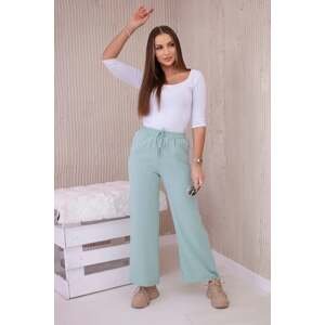 Wide trousers with a tie dark mint