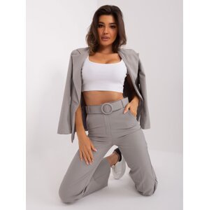Grey suit trousers with belt