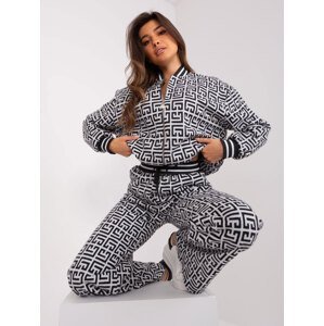 Off-black casual set with geometric pattern