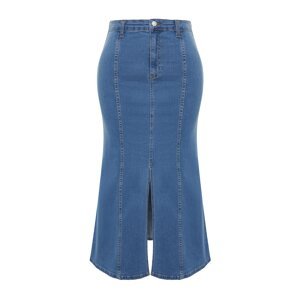 Trendyol Curve Blue Slit Detailed Midi Denim Skirt