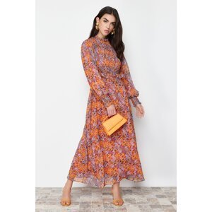 Trendyol Multi-Colored Lined Floral Waist Ruffle Detailed Woven Dress