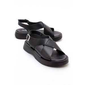 LuviShoes VOGG Black Skin Genuine Leather Women's Sandals