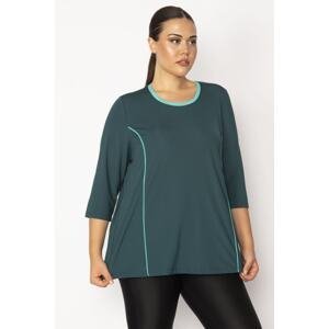 Şans Women's Large Size Green Piping Detailed Sports Tunic