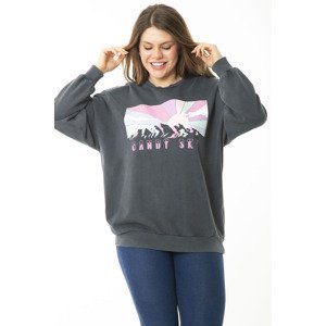 Şans Women's Plus Size Smoked Digital Printed Sweatshirt