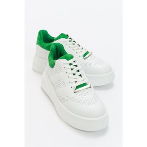 LuviShoes Asse Women's Sneakers With White Green Genuine Leather.