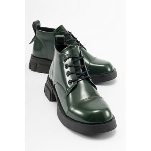 LuviShoes LAGOM Green Patent Leather Women's Boots