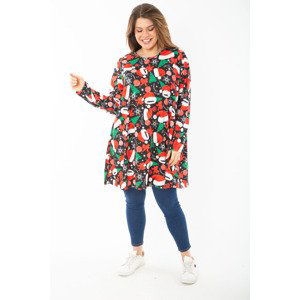 Şans Women's Plus Size Colorful Patterned Tunic Dress