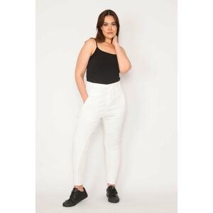 Şans Women's Plus Size Bone Cotton Fabric Side Pocket Sports Trousers