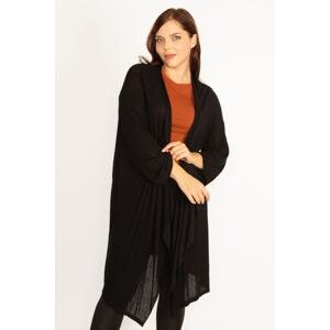 Şans Women's Plus Size Black Viscose Cardigan