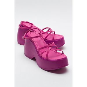 LuviShoes PLOT Women's Fuchsia Sandals with Wedge Soles