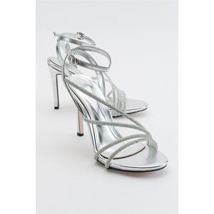 LuviShoes Leedy Silver Women's Heeled Shoes