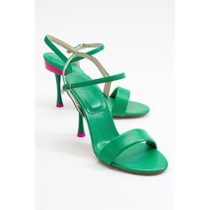 LuviShoes Shine Green Skin Women's Heeled Shoes