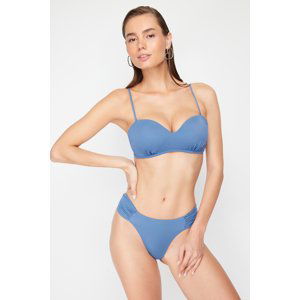 Trendyol Blue Gathered Brazilian Bikini Bottom