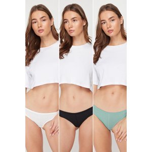 Trendyol Multicolored 3-Pack Cotton Hipster Panties with Stitching Detail