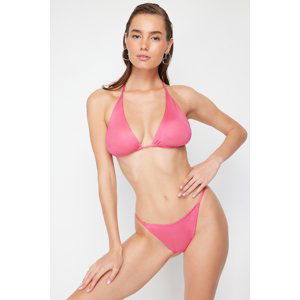 Trendyol Fuchsia Shiny Lacquer Printed Tie-Up Bikini Bottom