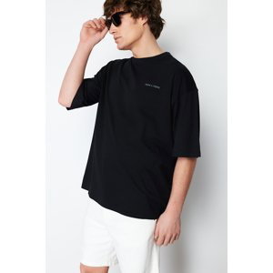 Trendyol Black Oversize/Wide Cut Mystic Printed 100% Cotton Short Sleeve T-Shirt