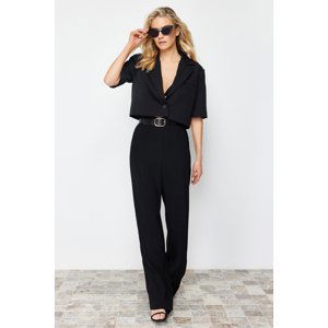 Trendyol Black Crop Short Sleeve Woven Blazer Jacket