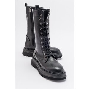 LuviShoes PIOLA Black Lace-up Zippered Women's Boots