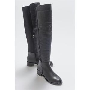 LuviShoes 1177 Black Leather Women's Boots